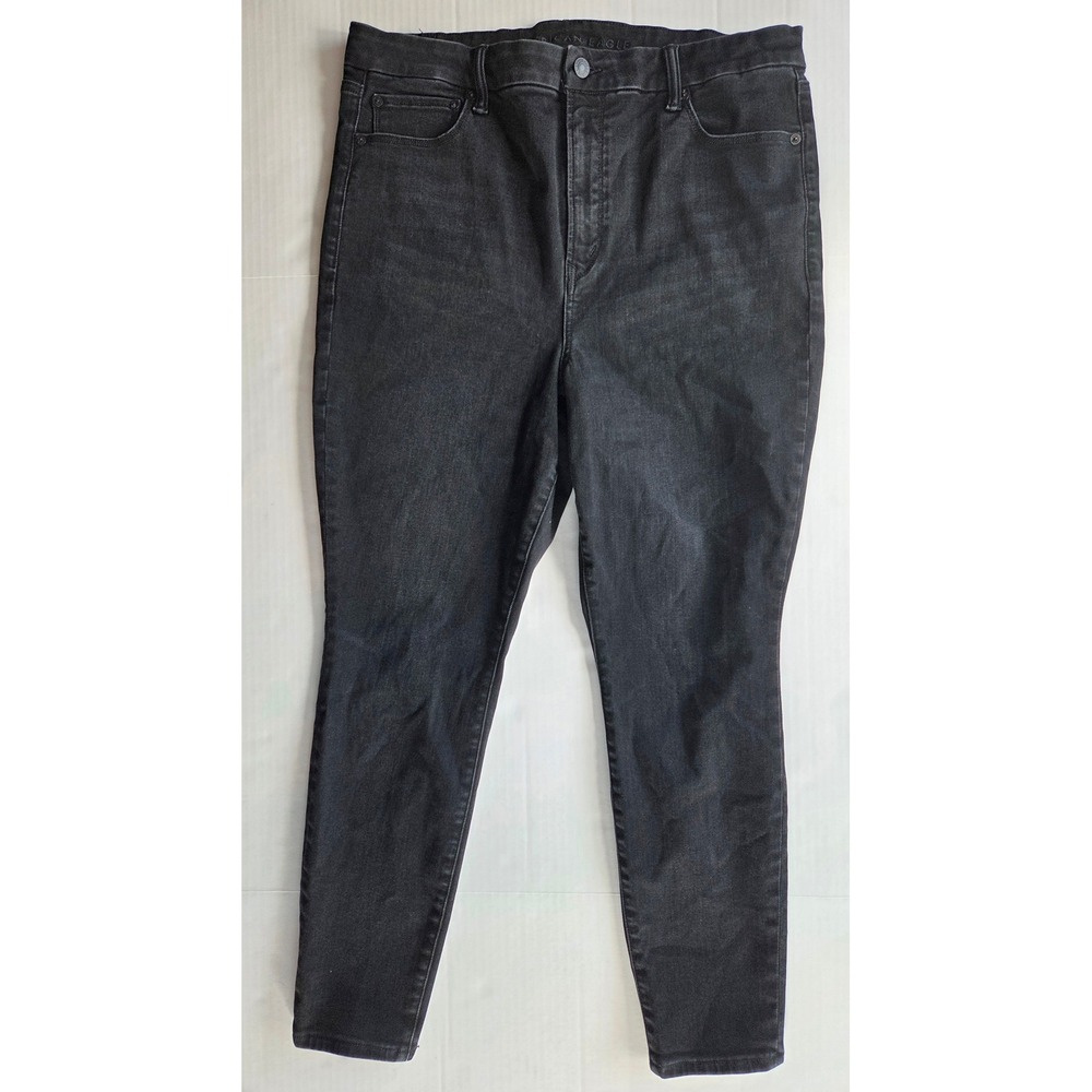American Eagle Skinny Jeans Womens Large Short Black Luxe Stretch High Rise